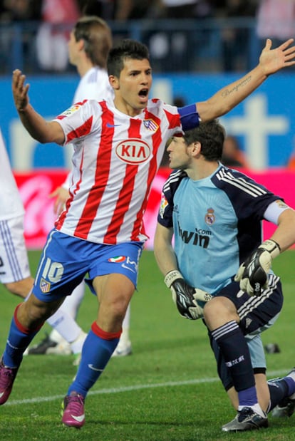 Sergio Agüero, durante un partido contra el Real Madrid.
