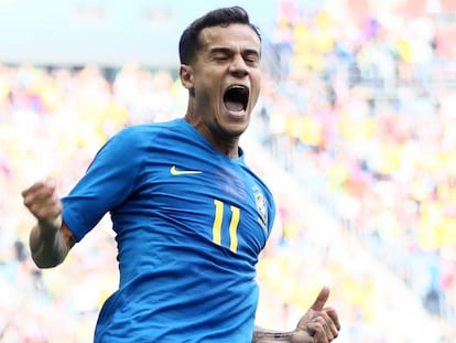 Coutinho comemora gol diante da Costa Rica.