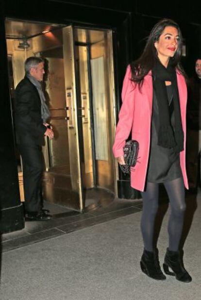 Alamuddin y Clooney, el martes 18 de marzo, en el hotel Carlyle de  Nueva York