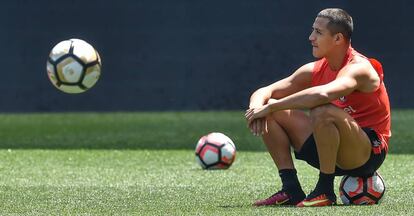 Alexis Sánchez, en un entrenament.