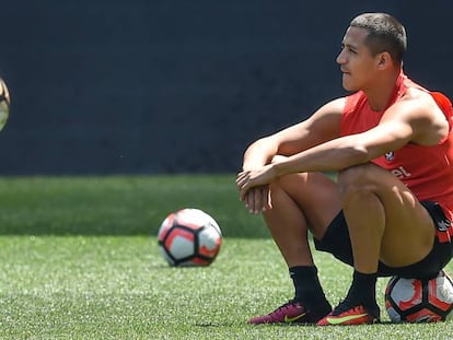 Alexis Sánchez, en un entrenament.