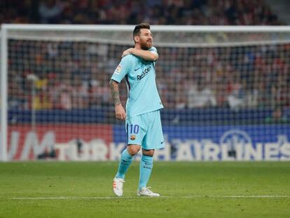 Messi, durante el partido ante el Atlético.