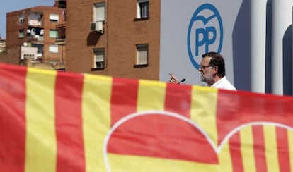 O presidente do Governo Espanhol, Mariano Rajoy, no domingo anterior à eleição na Catalunha.