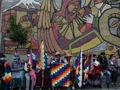 Simpatizantes de Evo Morales en La Paz este 14 de noviembre.  