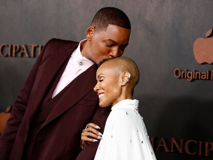 Will Smith and his wife, Jada Pinkett Smith, on the red carpet at the Los Angeles premiere of ‘Emancipation.’