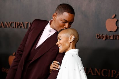 Will Smith and his wife, Jada Pinkett Smith, on the red carpet at the Los Angeles premiere of ‘Emancipation.’