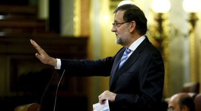 El presidente del Gobierno, Mariano Rajoy, este miércoles en el Congreso.