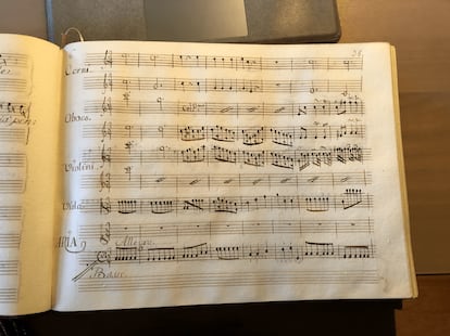 Página del manuscrito musical de 'Didone abbandonata' de Galuppi.