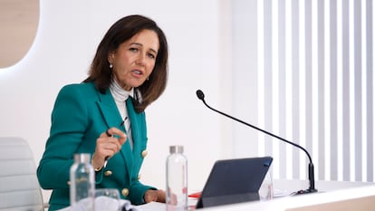 Ana Botín, presidenta del Banco Santander, durante la presentación de resultados de 2024.