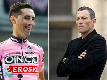 A la izquierda, Joseba Beloki, durante la presentación del Tour ayer en París. A la derecha, Lance Armstrong en un acto del Centenario del Tour.