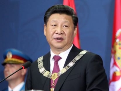 Presidente chino  Xi Jinping durante el encuentro con las autoridades serbias