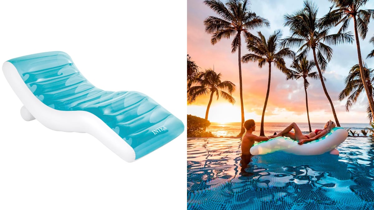 Colchoneta hinchable, de la marca Intex, con posavasos incluido.
