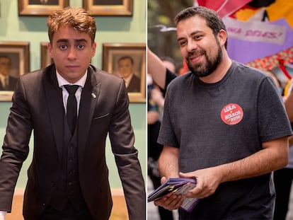 Los diputados brasileños Nikolas Ferreira y Guilherme Boulos.