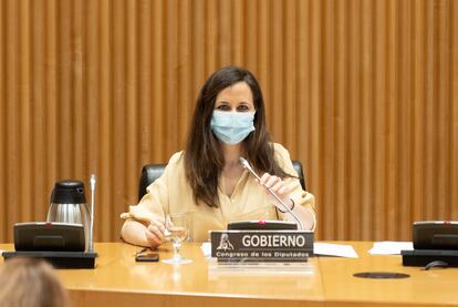 Ione Belarra, este miércoles durante su comparecencia en la comisión de Derechos Sociales del Congreso.