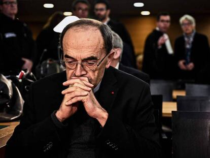 El cardenal Philippe Barbarin durante el juicio por ocultar los abusos de menores del cura Bernard Preynat