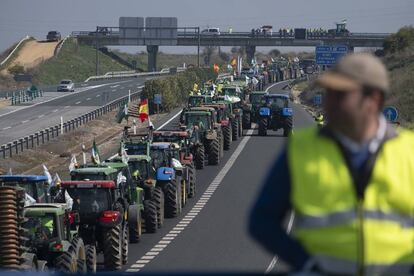 Protesta de agricultores en Carmona (Sevilla), el pasado febrero.