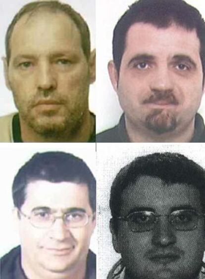 Fernando Rodríguez, Fernando Cantabrana (arriba de dcha. a izqda.), José Luis Fernández y Carlos Cela (ambos abajo), cuatro de los miembros de los GRAPO detenidos hoy.