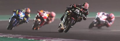 Zarco, durante la QP2, al frente de Rins, Márquez y Petrucci.