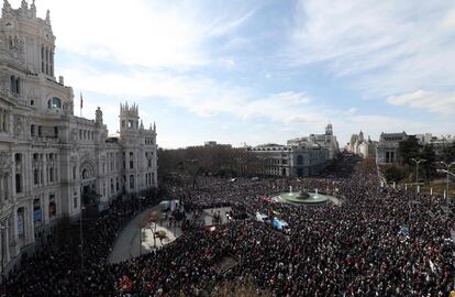 Vista general de la plaza de Cibeles, en una imagen tomada de Casa de América.