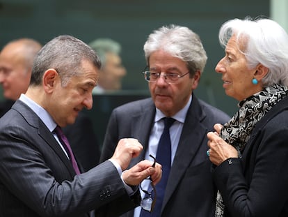 Christine Lagarde, Paolo Gentiloni y Fabio Panetta