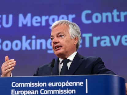 El comisario europeo de Justicia, Didier Reynders, en una rueda de prensa en Bruselas, el 25 de septiembre.