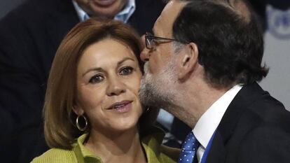 Mariano Rajoy y Mar&iacute;a Dolores de Cospedal en el XVIII Congreso Nacional del PP celebrado este fin de semana.