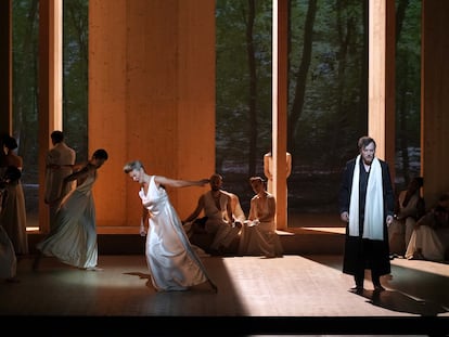 Los dos cantantes principales de la ópera 'L’Orfeo', de Claudio Monteverdi, en el Teatro Real.