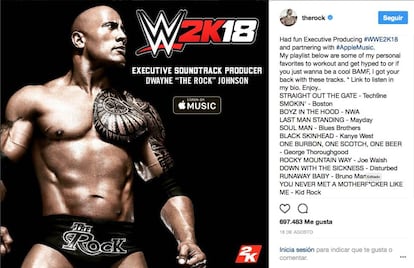 El ‘post’ de The Rock en Instagram en el que desvela sus canciones para entrenar.