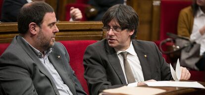 Oriol Junqueras, vicepresident de la Generalitat, i el president Carles Puigdemont.