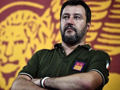 Matteo Salvini, líder da Liga, na última sexta-feira em Pádua.