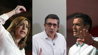 Susana Díaz, Patxi López y Pedro Sánchez.