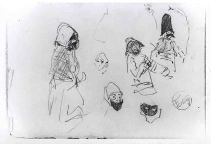 'Estudio de máscaras' (1873, 165 x 115 mm).