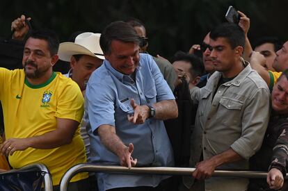 Jair Bolsonaro durante ato em São Paulo.