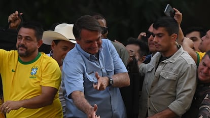Jair Bolsonaro durante ato em São Paulo.