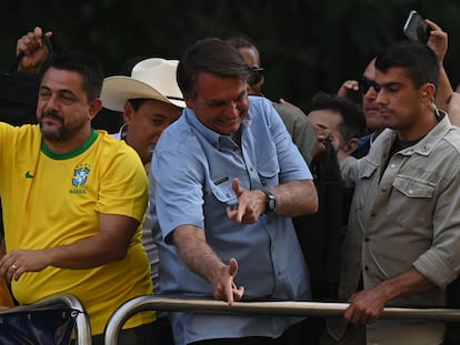 Jair Bolsonaro durante ato em São Paulo.