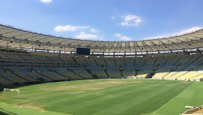 A grama do Maracanã começa a ficar amarela.