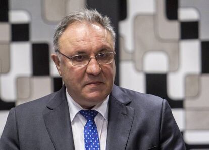 El consejero delegado de Sidenor, José Antonio Jainaga, durante la conferencia de prensa hoy en Bilbao.