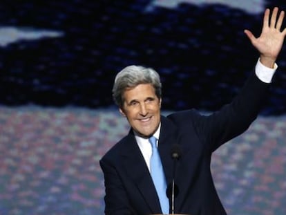 El senador dem&oacute;crata John Kerry, en la convenci&oacute;n nacional del partido que nomin&oacute; a Obama a un segundo mandato.