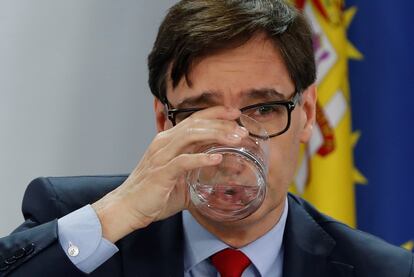 Salvador Illa, durante la rueda de prensa posterior al Consejo de Ministros, este martes.