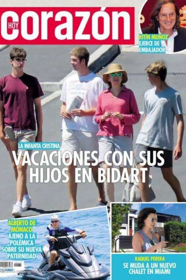 La infanta Cristina y tres de sus cuatro hijos en la portada de la revista 'Hoy Corazón'.