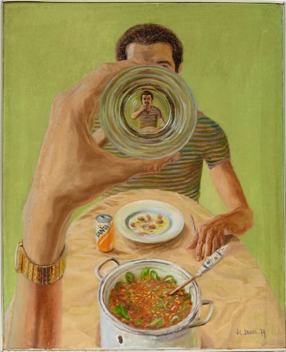 Un retrato de 1978 de Pierre-Michel, pareja del pintor, en Ginebra.
