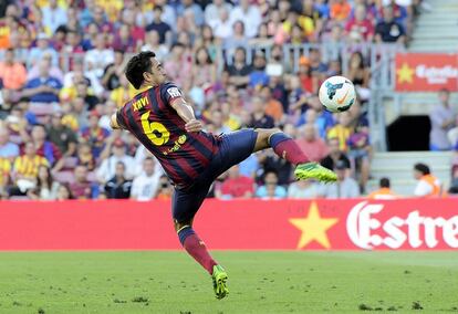 En un partido contra el Levante, en 2013. El Barcelona ganó 7-0 en su debut liguero de aquel año.