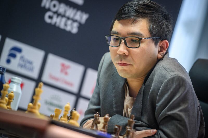 Wesley So, durante su partida contra Dommaraju Gukesh, este lunes en Oslo