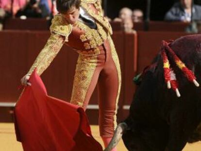 Dávila Miura, ante su primer toro en la plaza de la Maestranza.