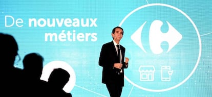 Alexandre Bompard, CEO de Carrefour, este martes en la presentación del nuevo plan estratégico hasta 2026.