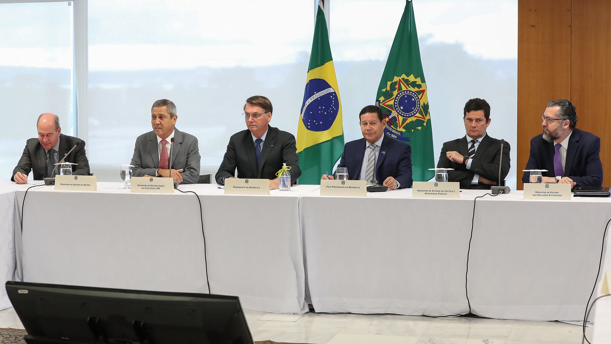 La última reunión de ministros en la que estuvo Moro, el 22 de abril en Brasilia.