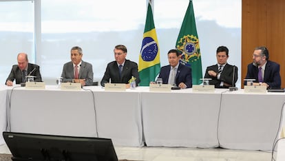 La última reunión de ministros en la que estuvo Moro, el 22 de abril en Brasilia.