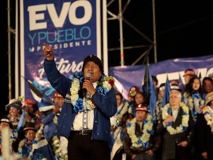 Evo Morales fecha a campanha eleitoral em El Alto, na quarta-feira.