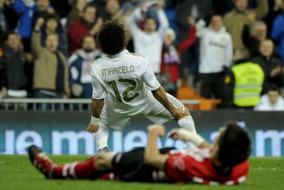 Marcelo celebra su gol al Athletic, el de la igualada momentánea.