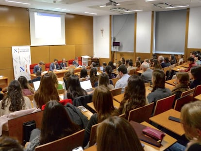 Auditorio en el que se celebró el congreso IA & Law, en el marco de la Cátedra ICADE-Fundación Notariado seguridad jurídica en la sociedad digital 